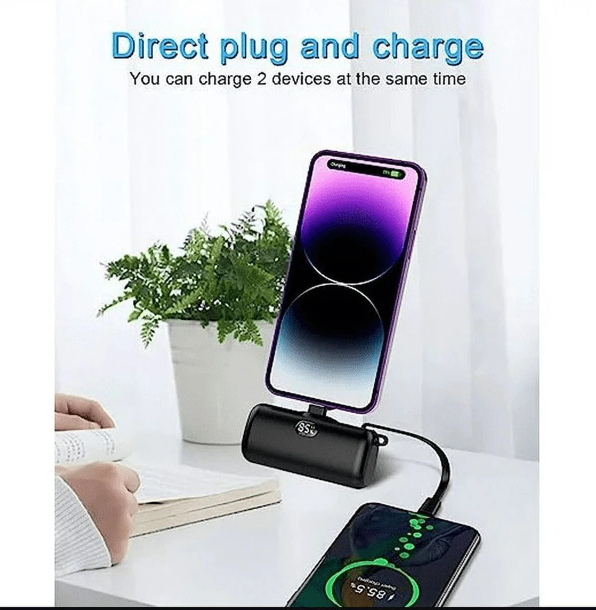 Portable Power Bank, Emergency Phone Charger External Battery Pack FAST CHARGING Power Bank Power Pod, 5000MAH Wireless Portable Phone Charger for Iphone 11/12/13/14 Pro, Black