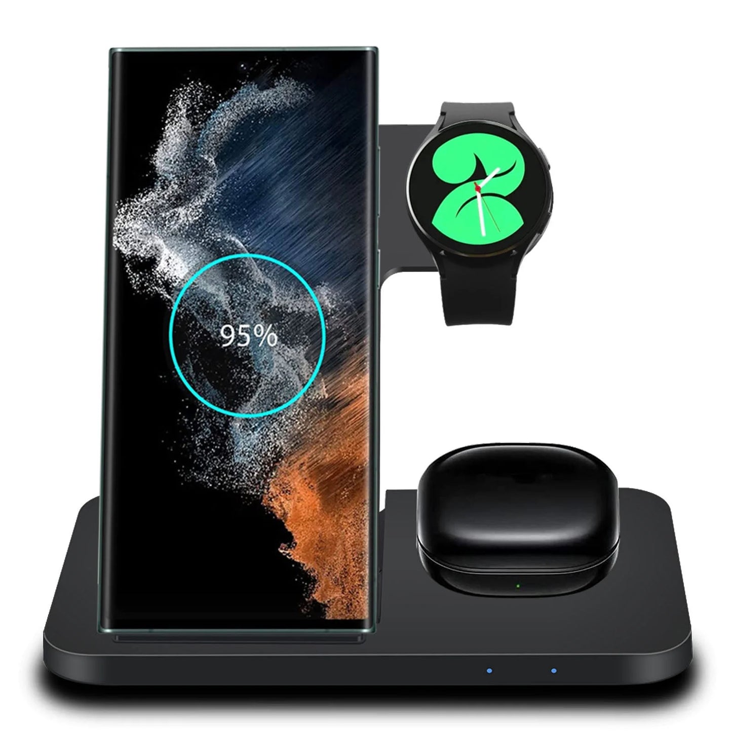 3 in 1 Wireless Charger Stand 15W Charging Station Foldable for Samsung Galaxy S23/S22/S21/S20 Ultra/S10/S9/S8 Plus,Note 20/10, Galaxy Buds, Galaxy Watch 6/5 Pro/5/4/3/Active 2/1, Black