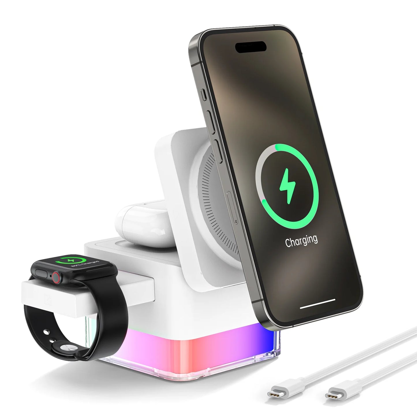 Wireless Charging Station, 3 in 1 Mag-Safe Wireless Charger for Phone Earbuds Smartwatch